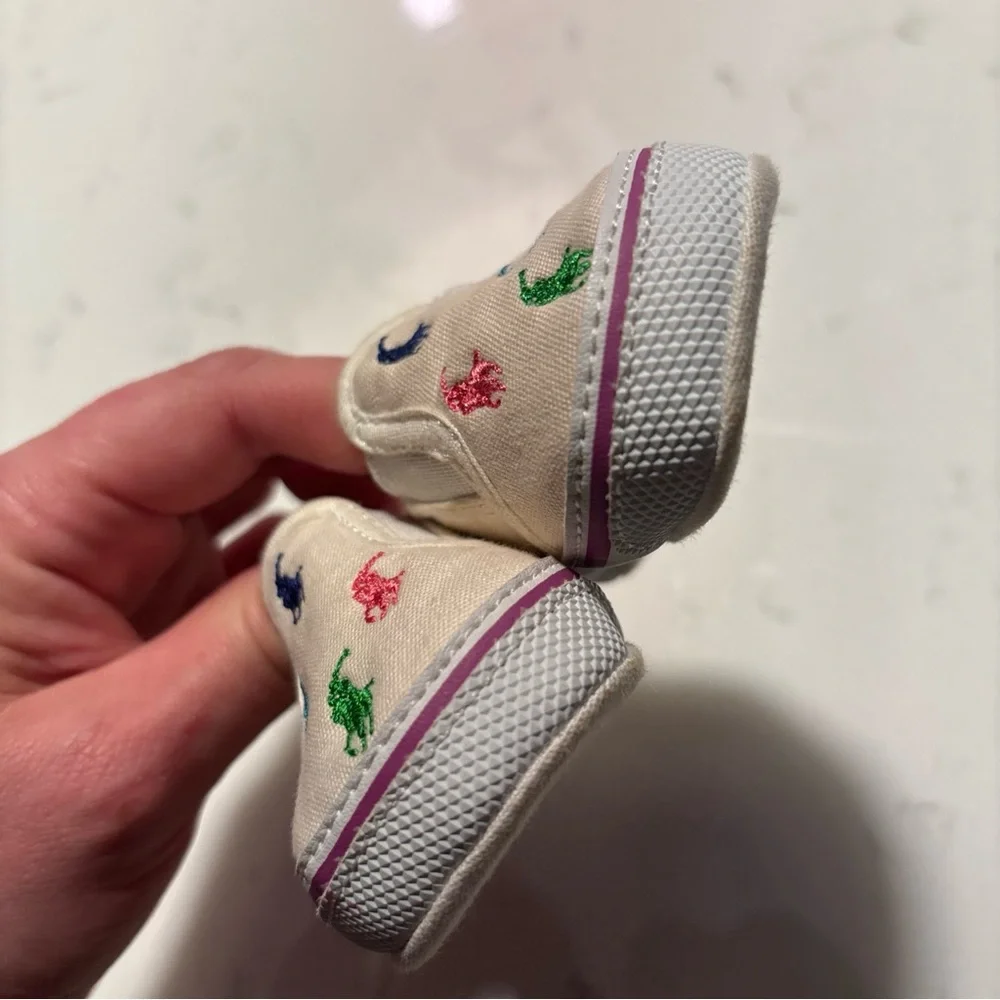 Polo Ralph Lauren Baby Slip-On Shoes Multicolor Pony 0-6M Crib Sneakers